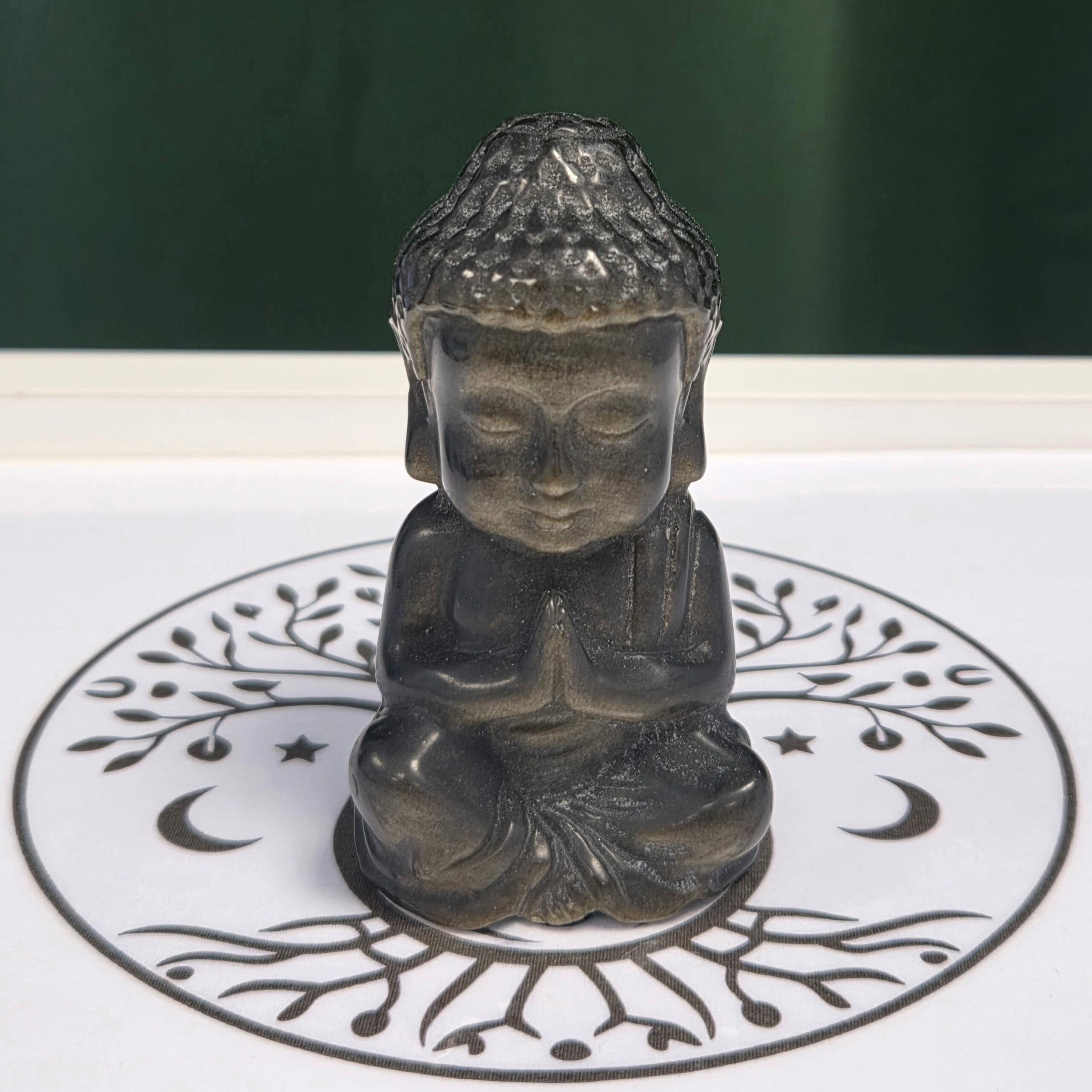 BOUDDHA OBSIDIENNE DOREE