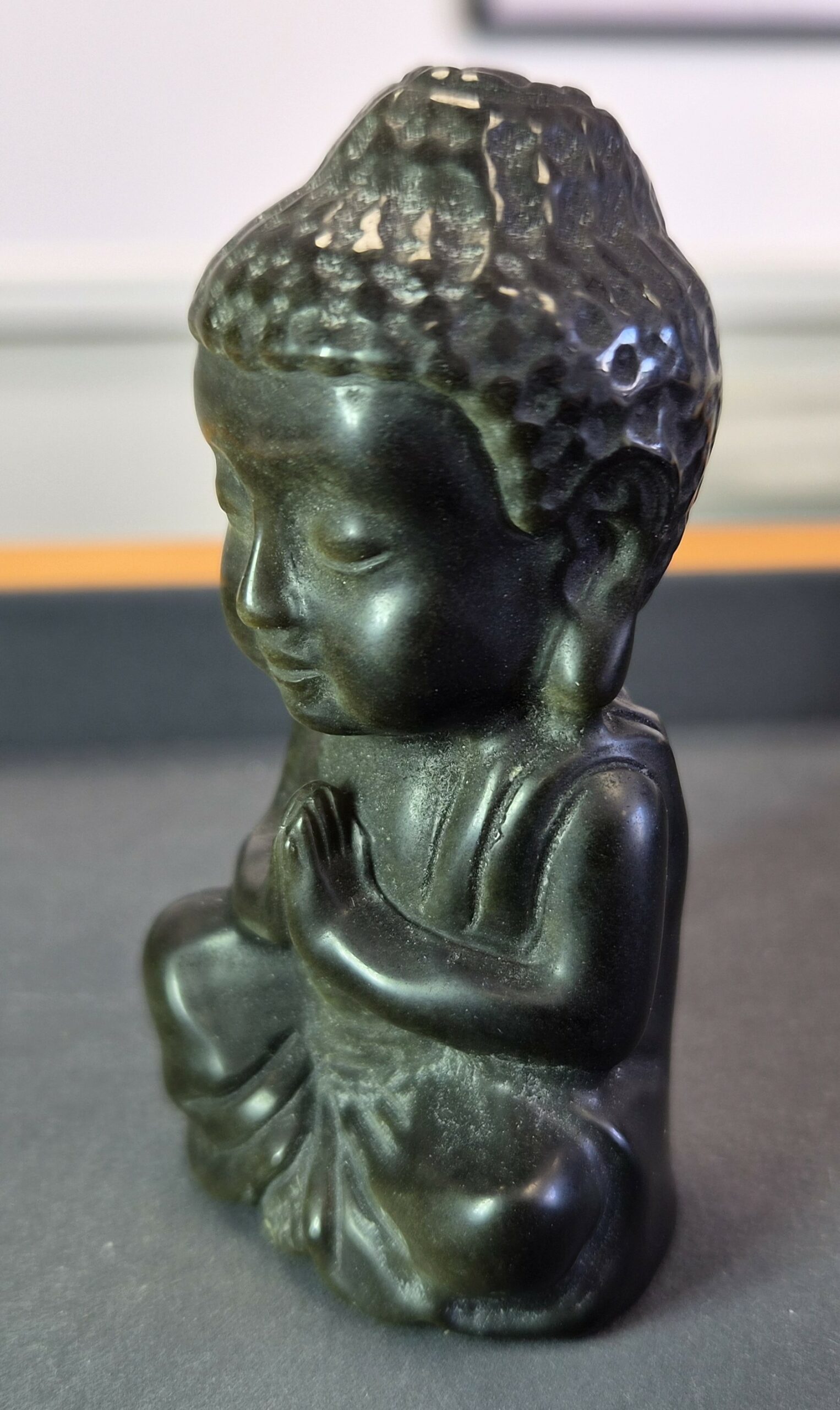 BOUDDHA INDIEN OBSIDIENNE DOREE