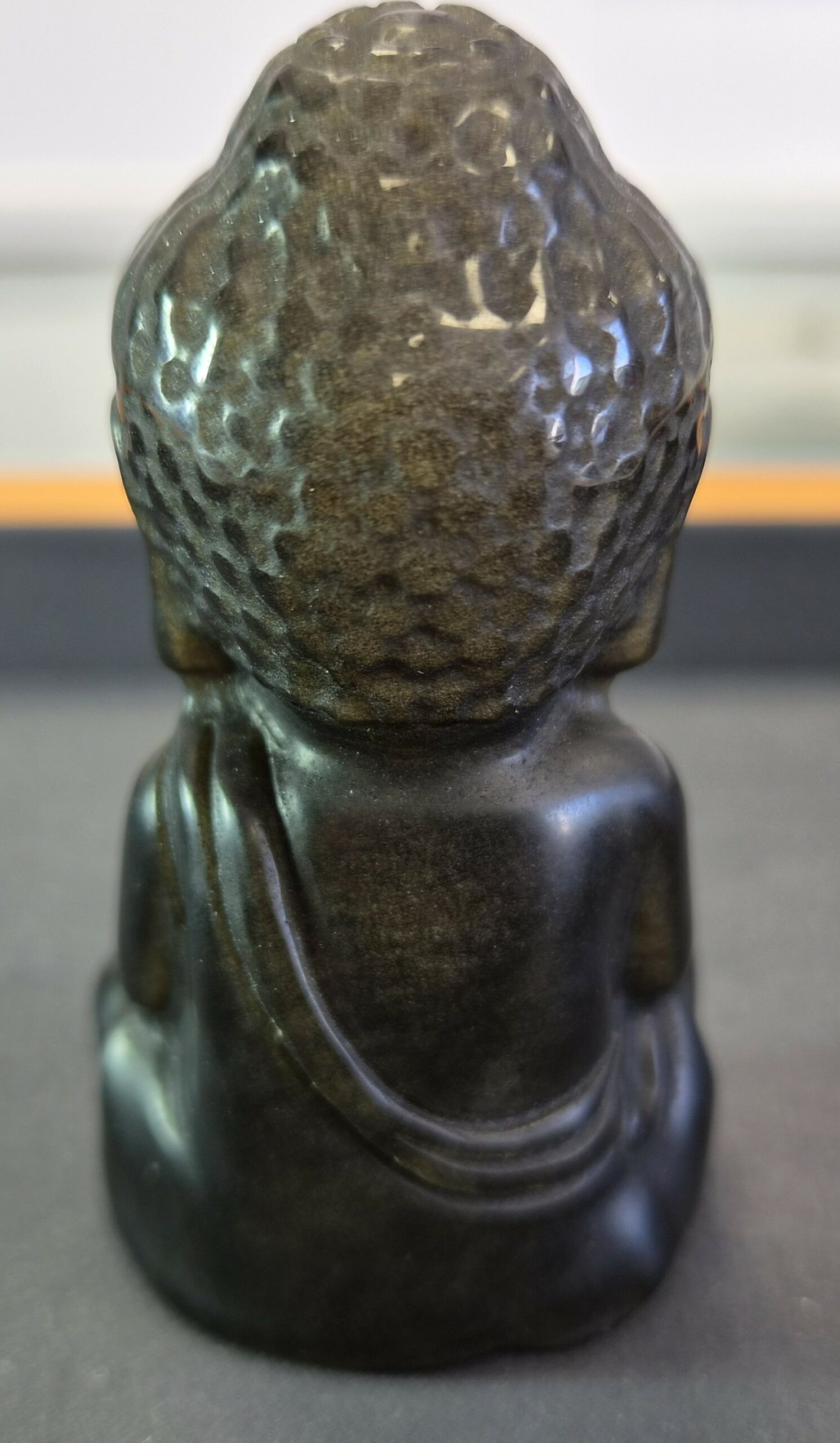 BOUDDHA INDIEN OBSIDIENNE DOREE