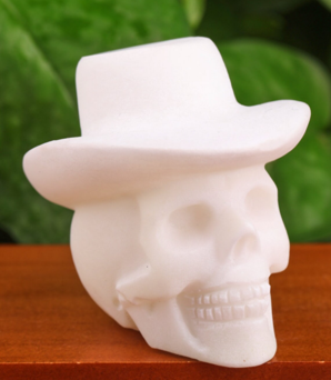 Crâne avec chapeau Jaspe blanc 5cm