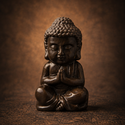 Bouddha indien Obsidienne dorée 8cm