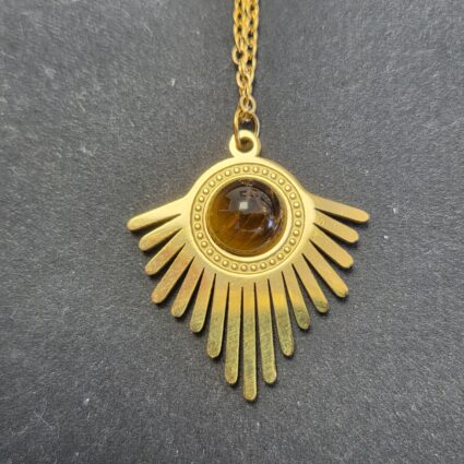Collier Auréla Doré Œil de Tigre