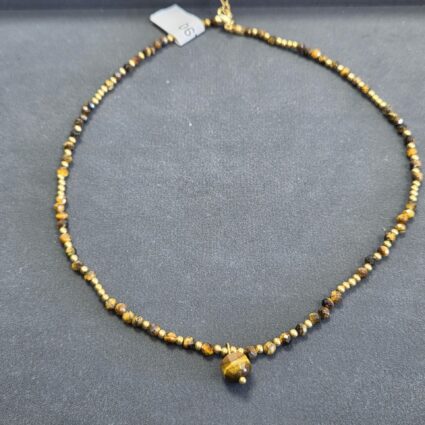 Collier Néphra Doré Œil de Tigre