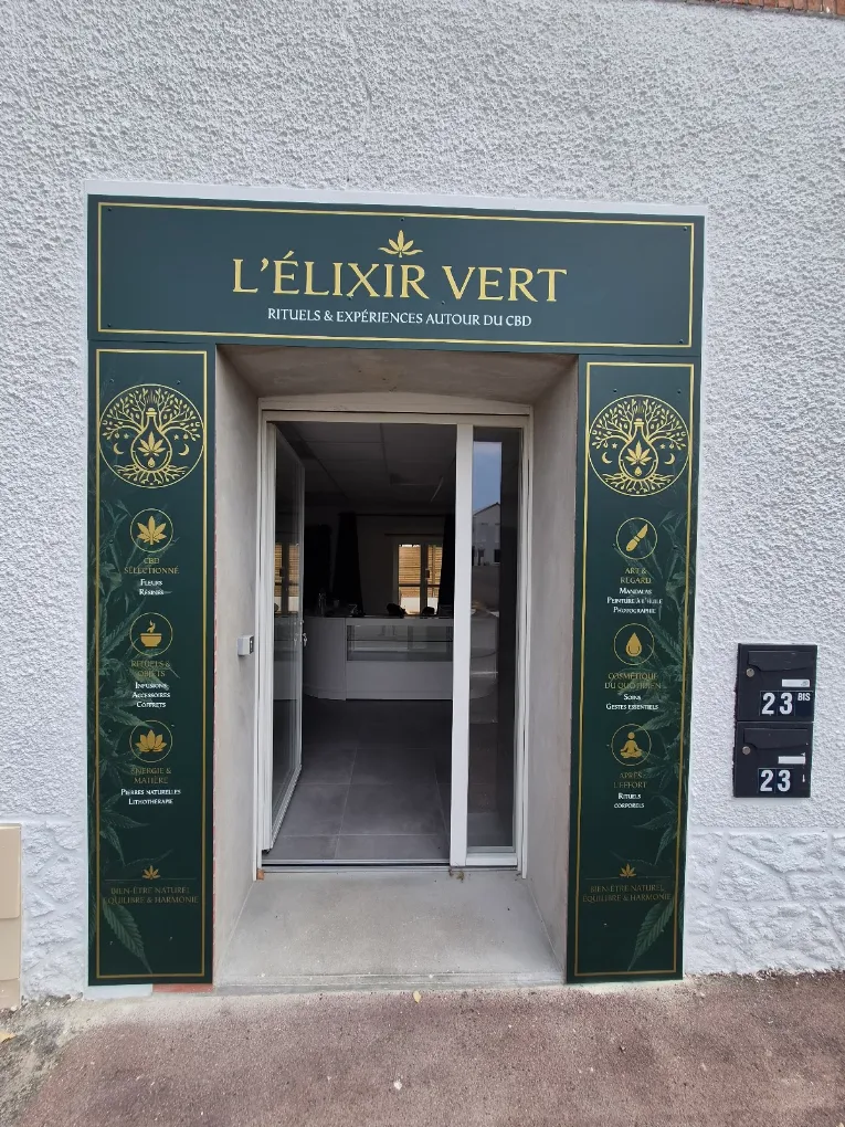Façade de la boutique L'Élixir Vert