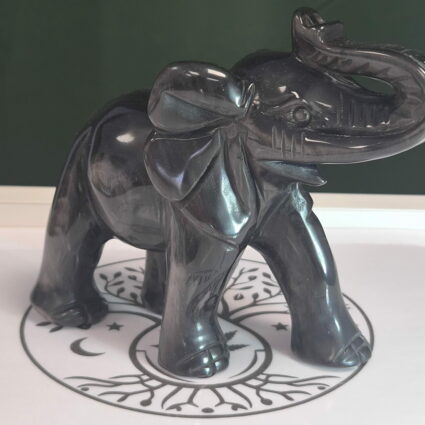 elephant obsidienne argentee