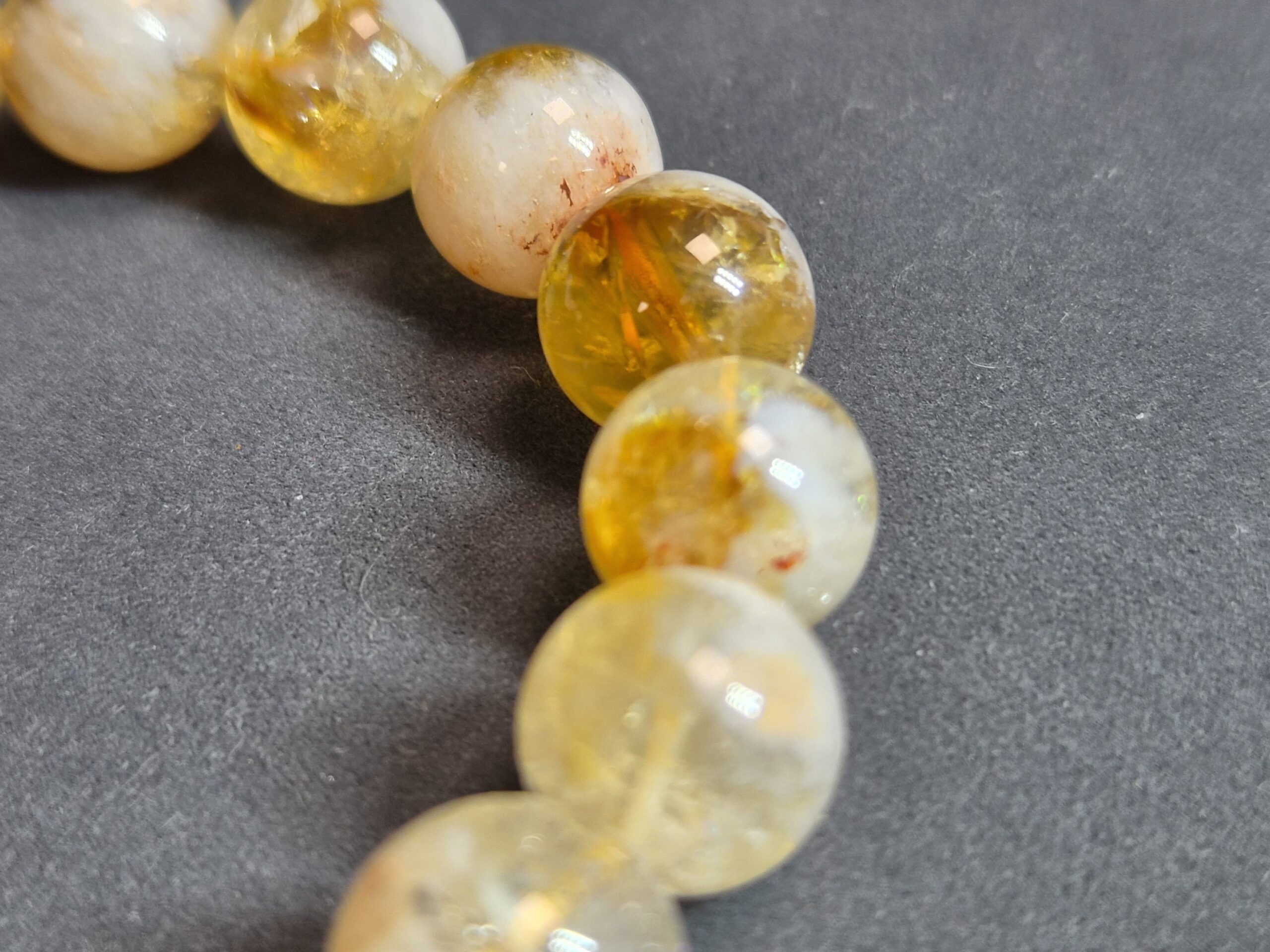 Bracelet boule 10mm citrine chauffée AA