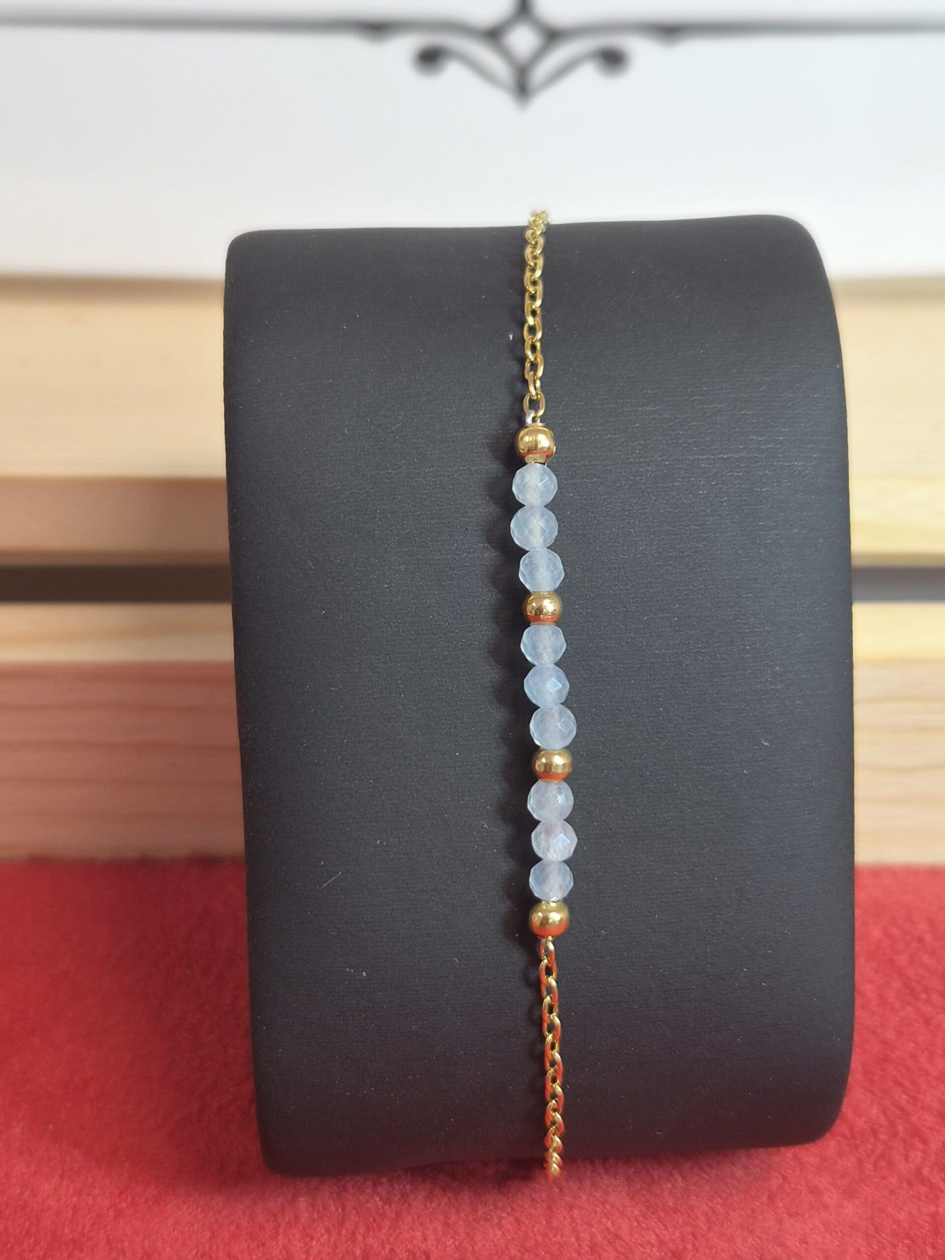 Bracelet ZÉNA doré — Aigue-marine AA