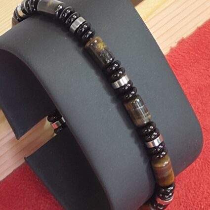Bracelet Nemo Argenté – Obsidienne Noire & Œil de Tigre AA