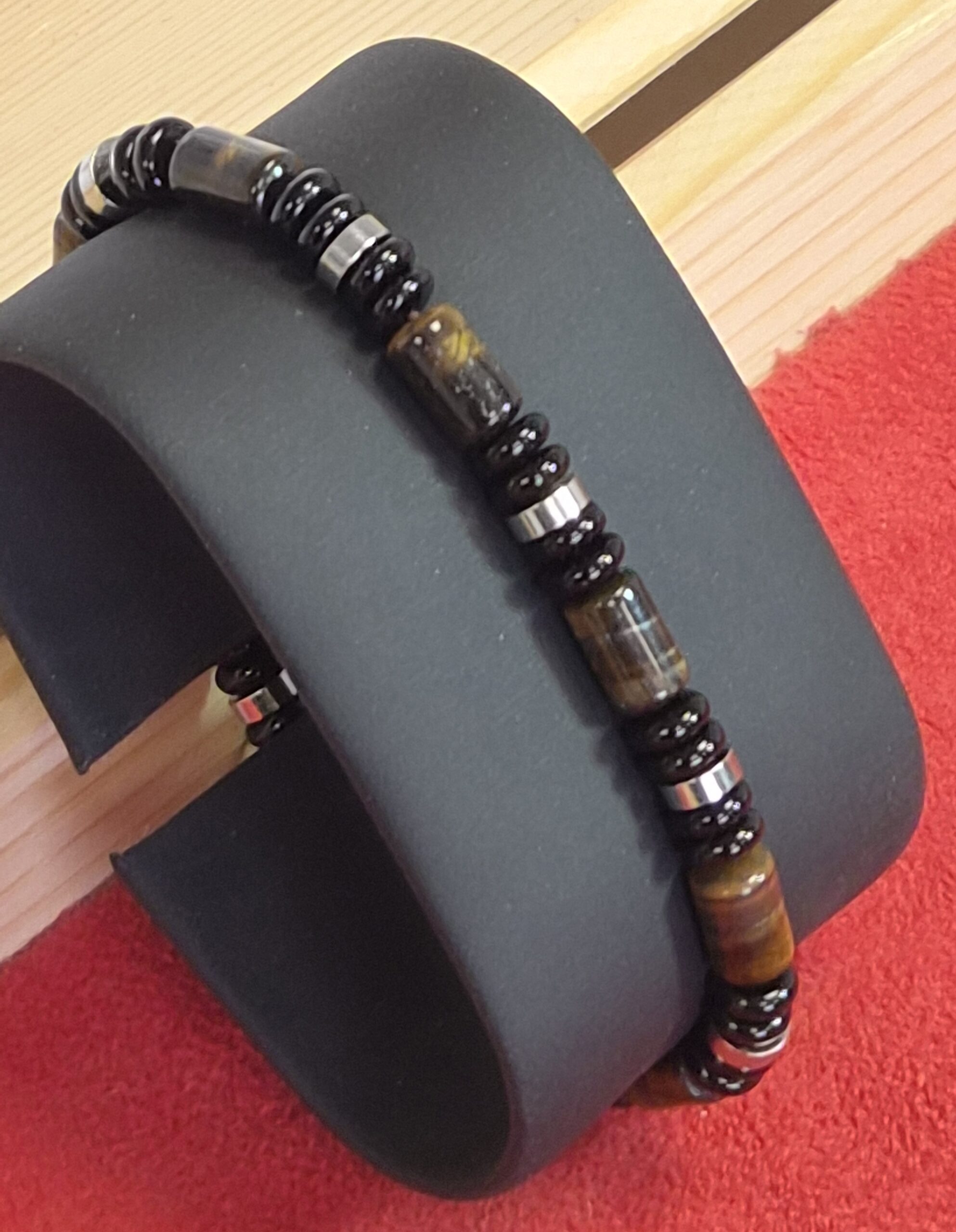 Bracelet Nemo Argenté – Obsidienne Noire & Œil de Tigre AA