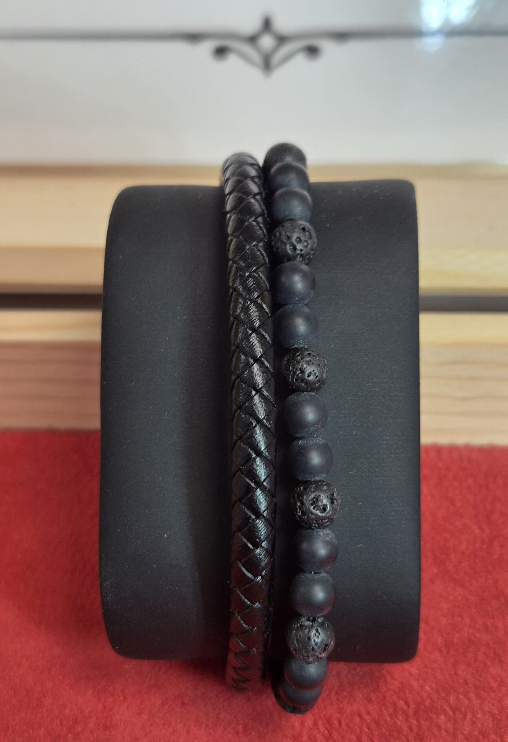 Bracelet Aska noir pierre de lave, shungite A