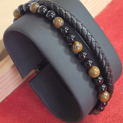 Bracelet Aska Noir – Œil de Tigre & Onyx