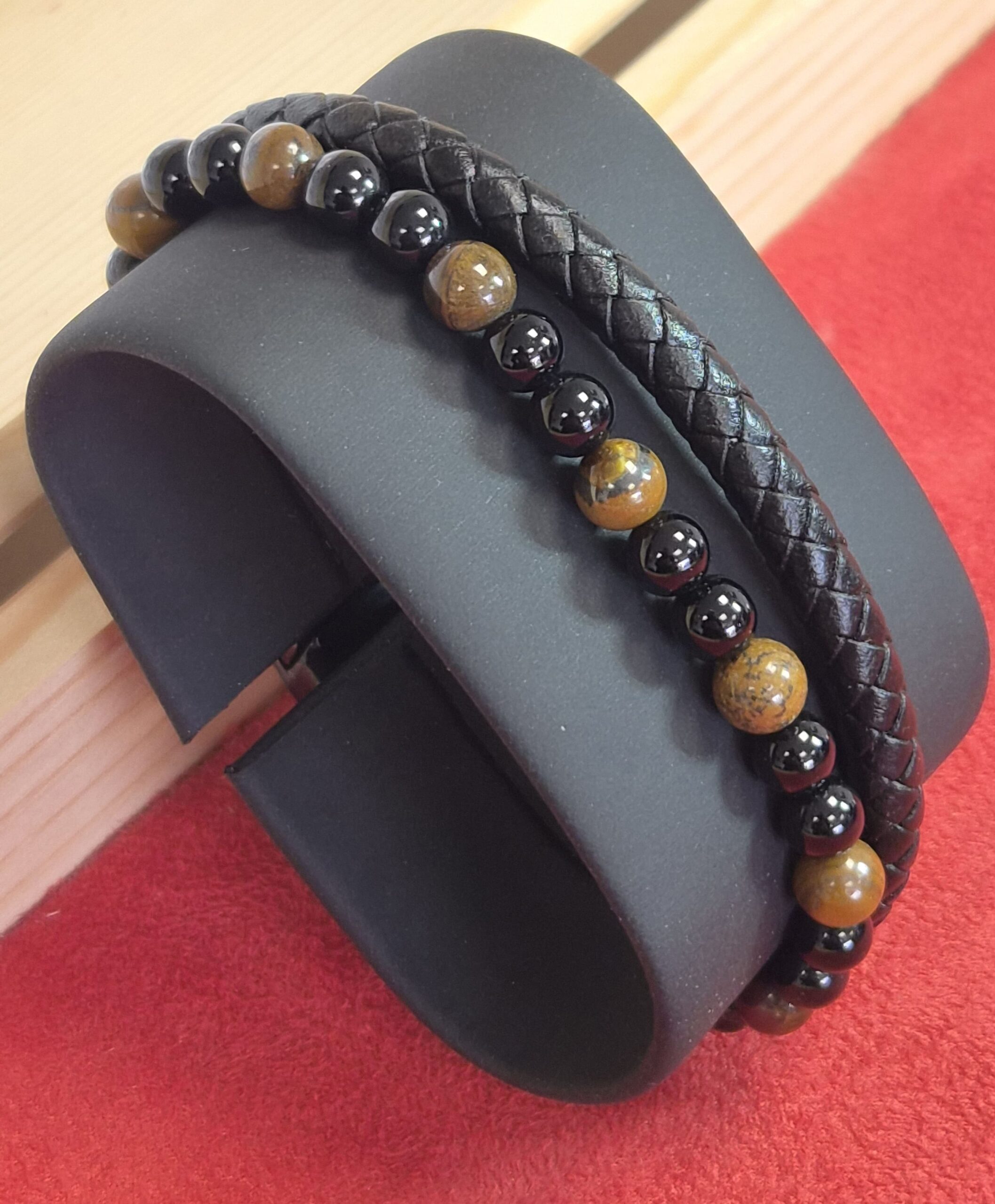 Bracelet Aska Noir – Œil de Tigre & Onyx