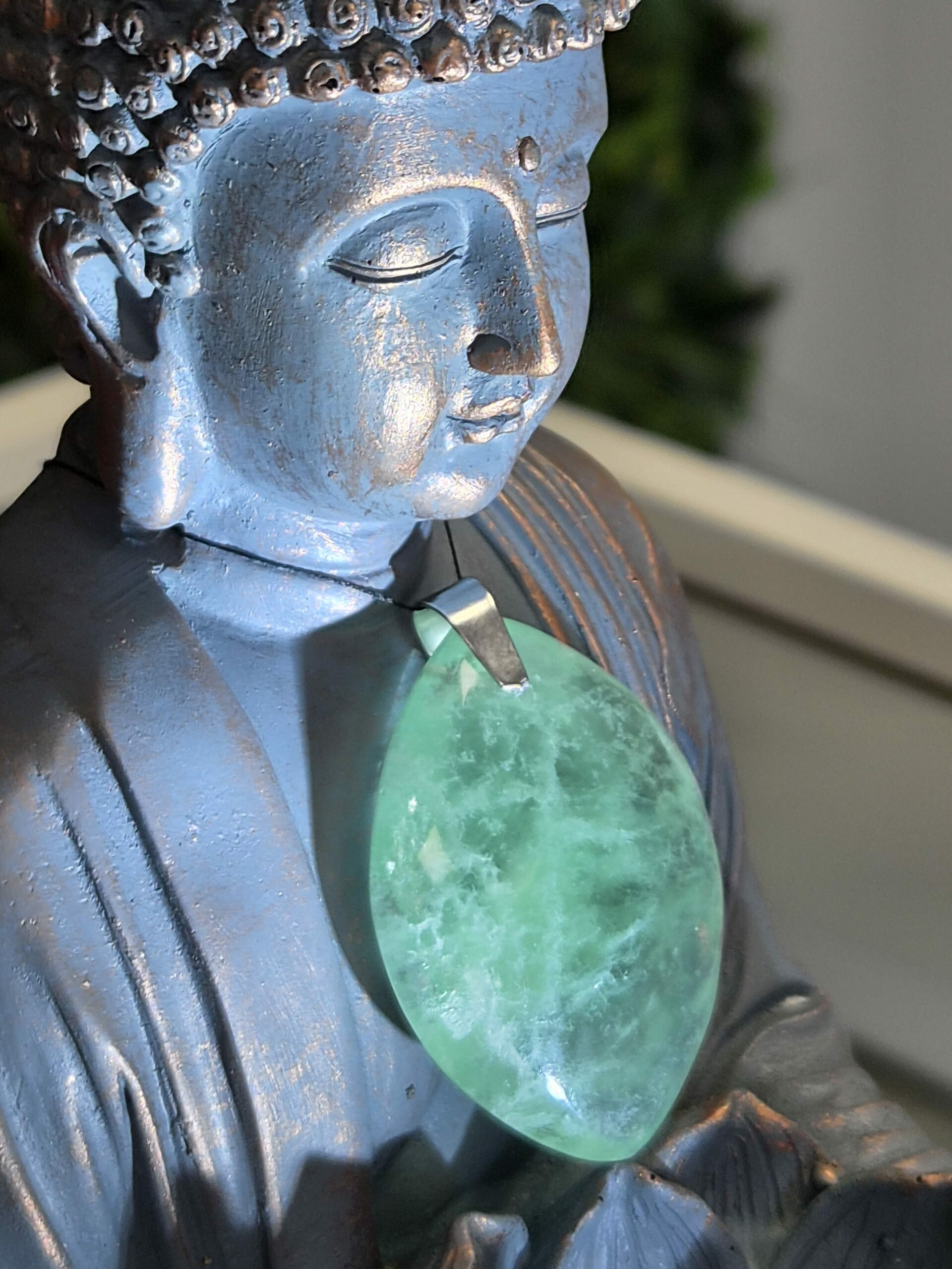 Pendentif GOUTTE — Fluorine verte AA